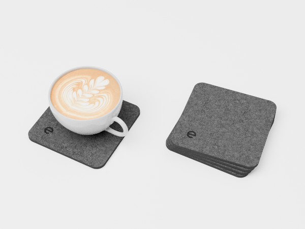 Filcowa podkładka na biurko Omni MAT — Ciemnoszary / 9,5 × 9,5 cm · 4 szt. pod kubki