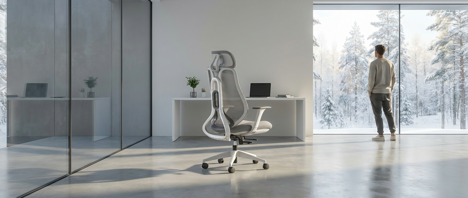 Ergonomiczne krzesło OmniSit Pro w minimalistycznym biurze